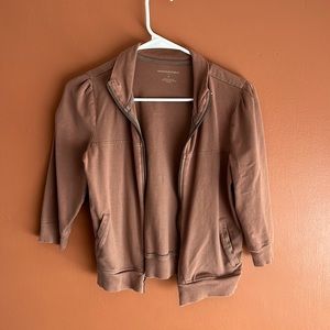 Banana Republic Brown 3/4 Sleeve Zip Up